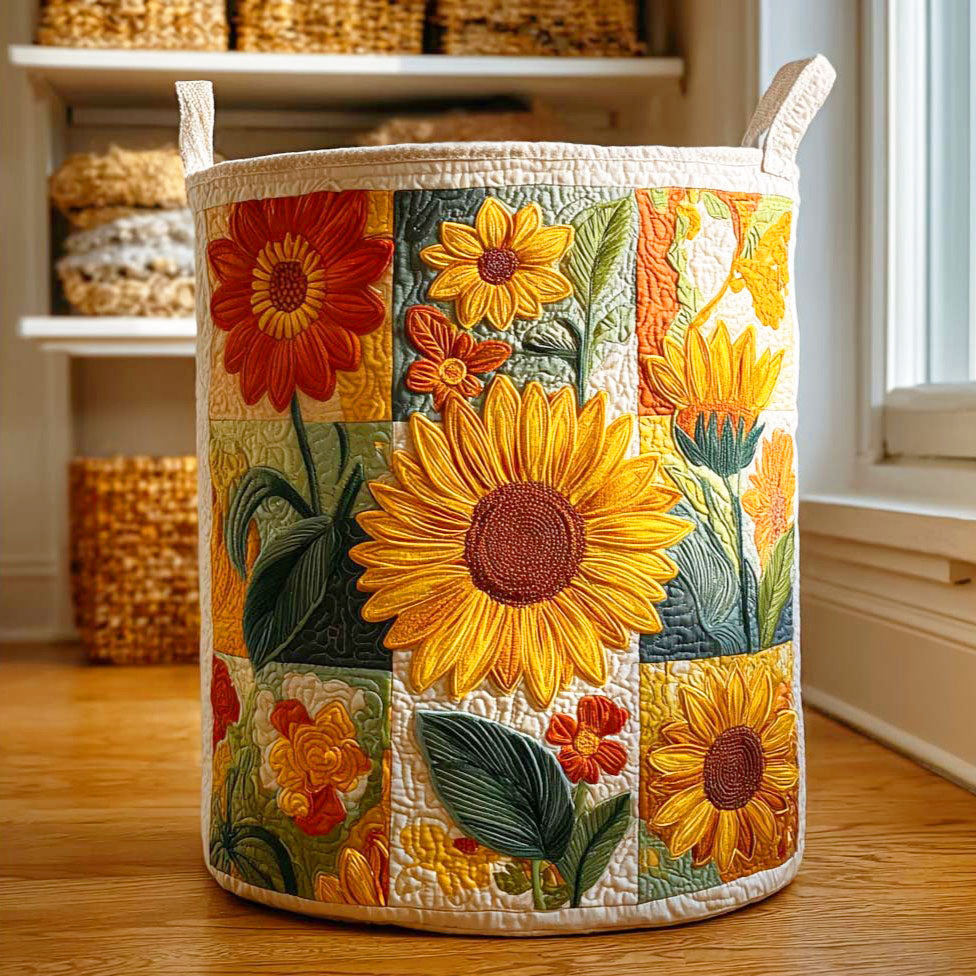 Quiltad tvättkorg med solros NCU0QN042