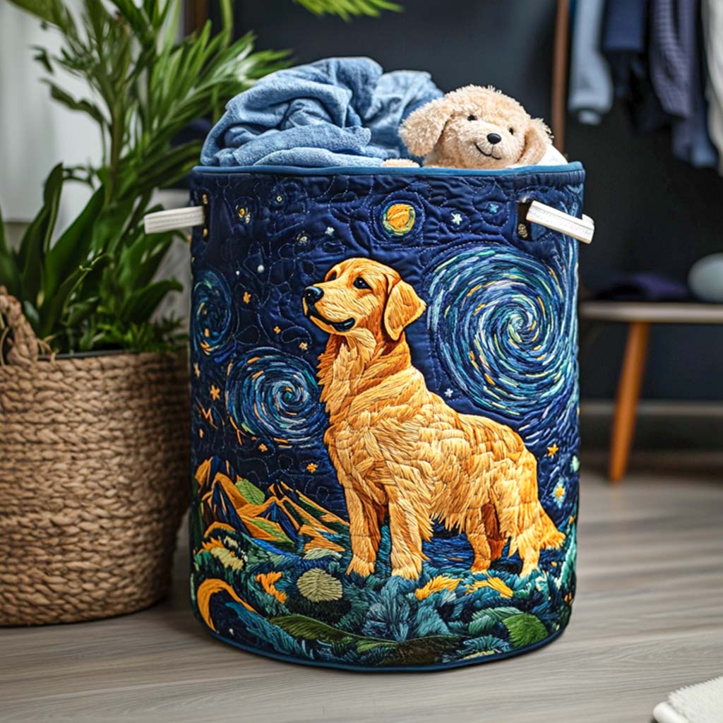 Quiltad tvättkorg med Golden Retriever NCU0QN013