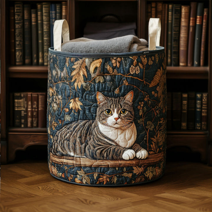 Quiltad tvättkorg med mysig katt NCU0QN034