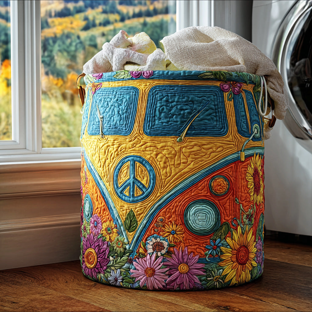 Färgglad hippie-stil quiltad tvättkorg NCU0QN026