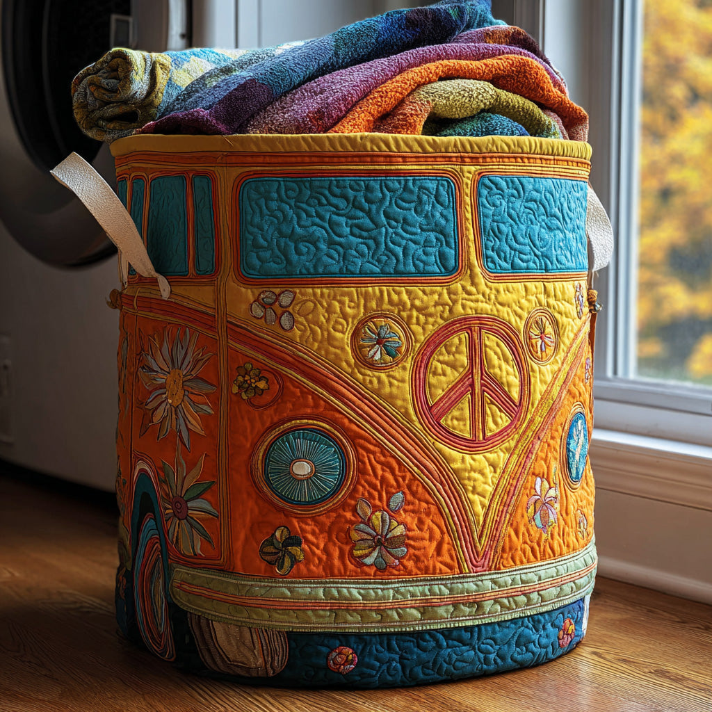 Färgglad hippie-stil quiltad tvättkorg NCU0QN026