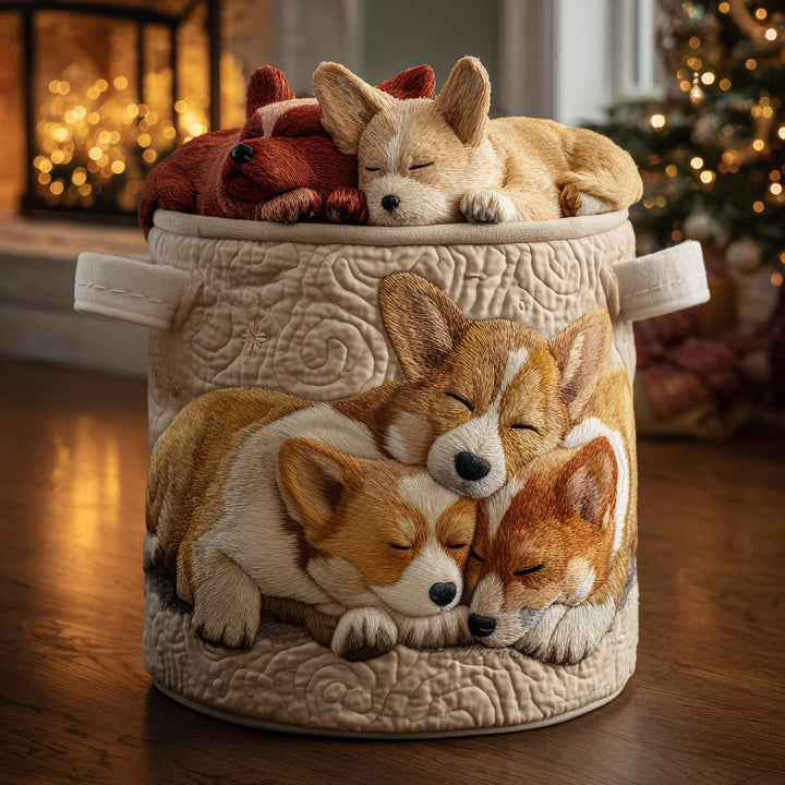 Quiltad tvättkorg med julig Corgi NCU0DV1144