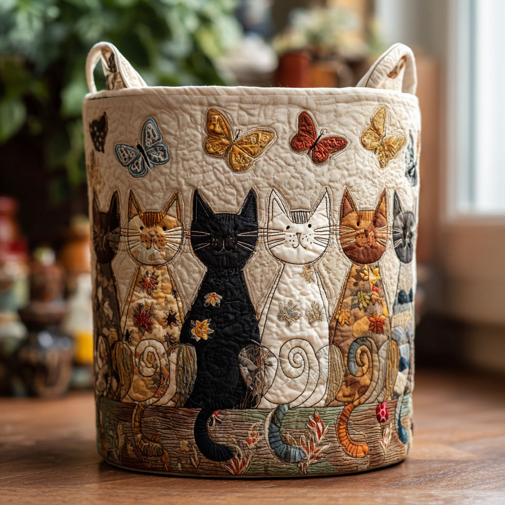 Quiltad tvättkorg med katter NCU0PTT1895