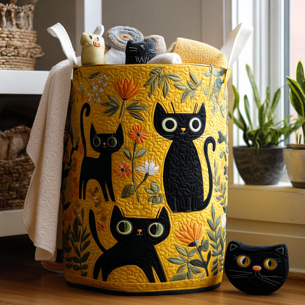 Kattformad quiltad tvättkorg NCU0QN019