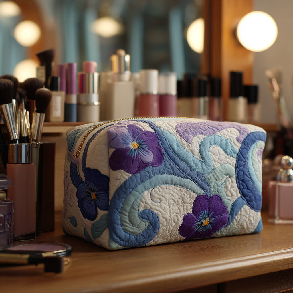 Beauty case quiltat med mörk violett NCU0PT9195