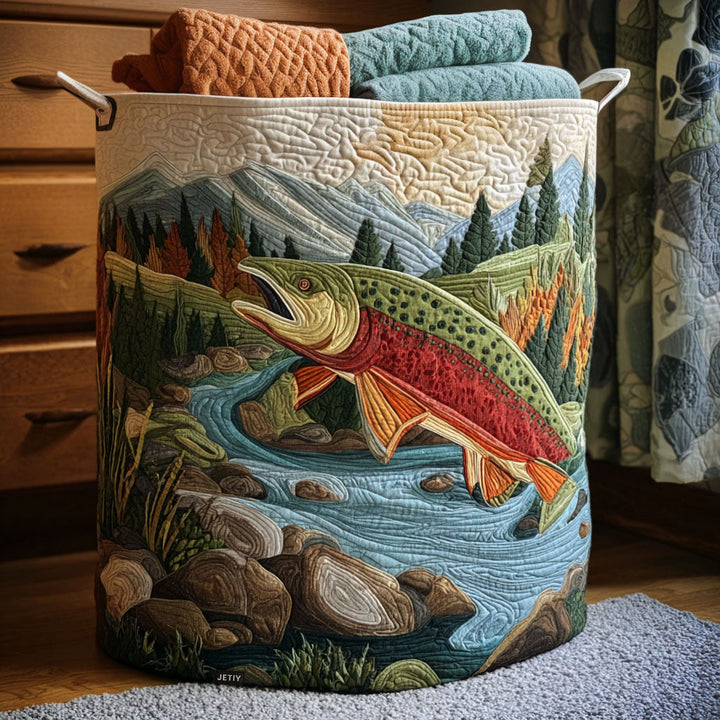 Quiltad tvättkorg med naturlandskap NCU0PTT1733