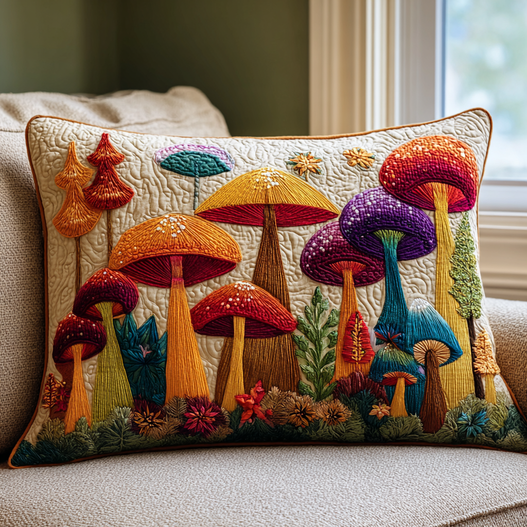 Quiltad kuddfodral med svampträdgård NCU0DK11037
