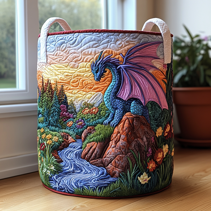 Quiltad tvättkorg med mystisk drake NCU0DDK659