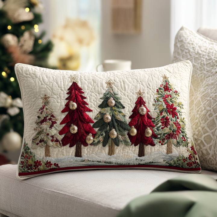 Quiltad kuddfodral med julskog NCU0DV7566