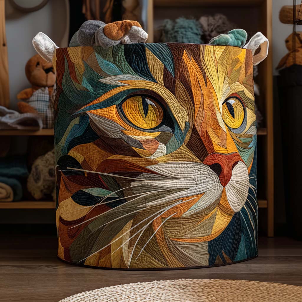 Filtad tvättkorg med patchworkkatter NCU0NNT1844