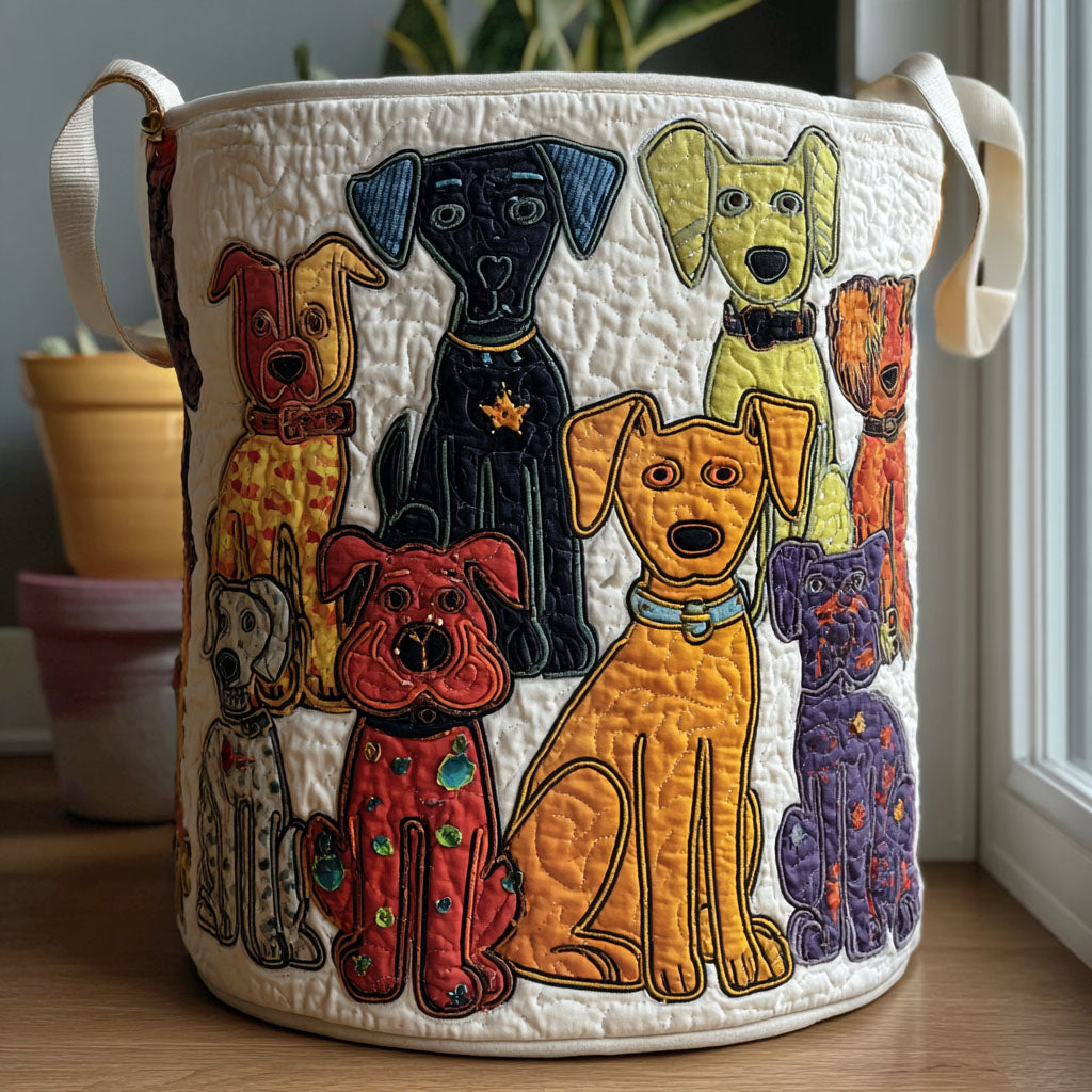 Quiltad tvättkorg med hundmotiv NCU0QN036