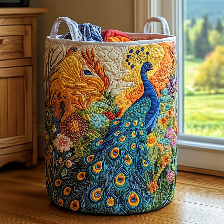 Quiltad tvättkorg med påfågel NCU0DDK1045