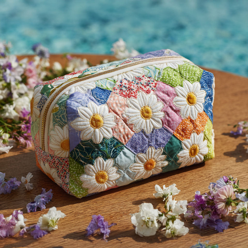 Skönhetsväska quiltad med blombladsslinga NCU0PT9259