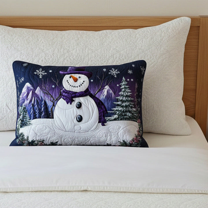 Quiltad kuddfodral med lila snögubbe NCU0NT10284