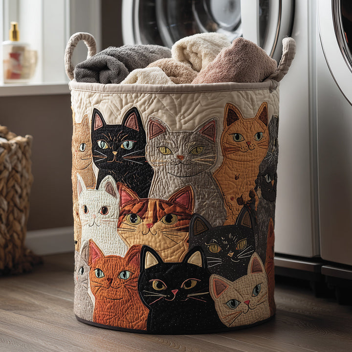 Quiltad tvättkorg med mysig katt NCU0TH3112