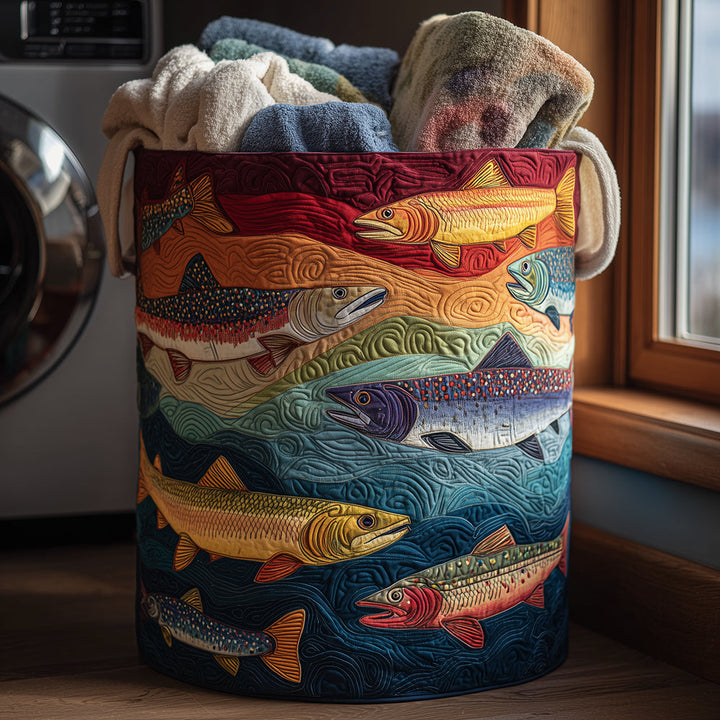 Quiltad tvättkorg med färgglad fisk NCU0TH3033