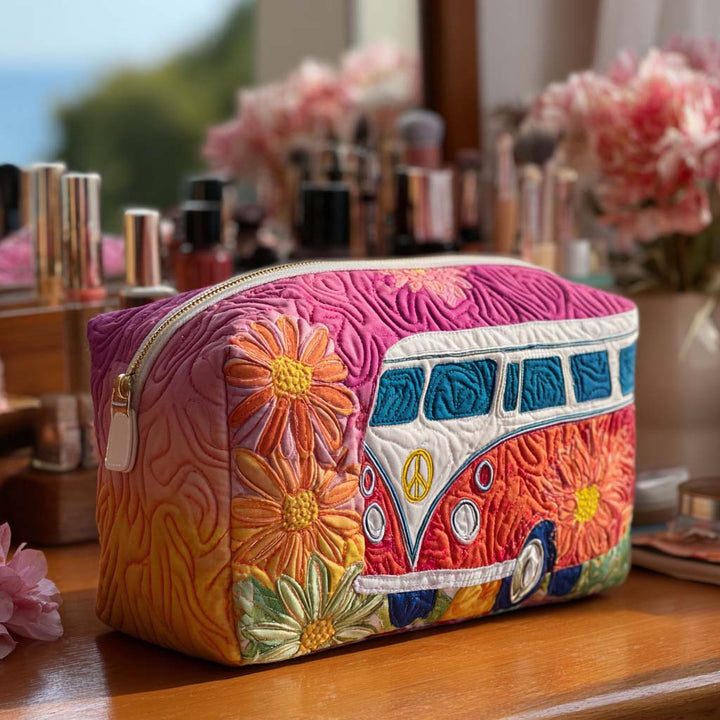 Beauty case quiltat med retro rese-mönster NCU0PT9434