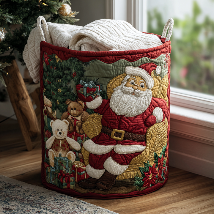 Quiltad tvättkorg med jultomte NCU0QN058