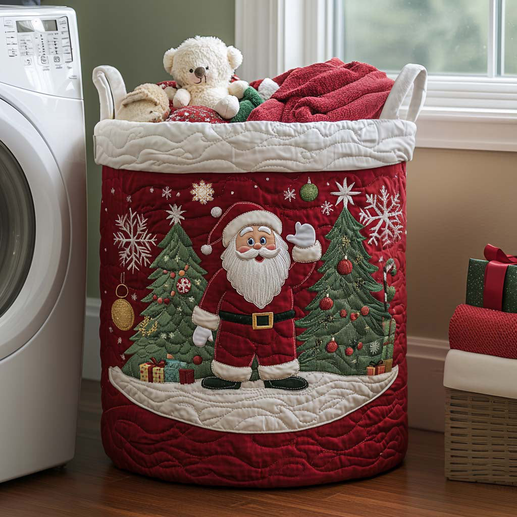 Quiltad tvättkorg med jultomte NCU0NNT1570