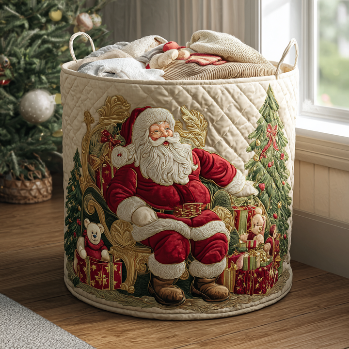 Quiltad tvättkorg med jultomte NCU0QN058