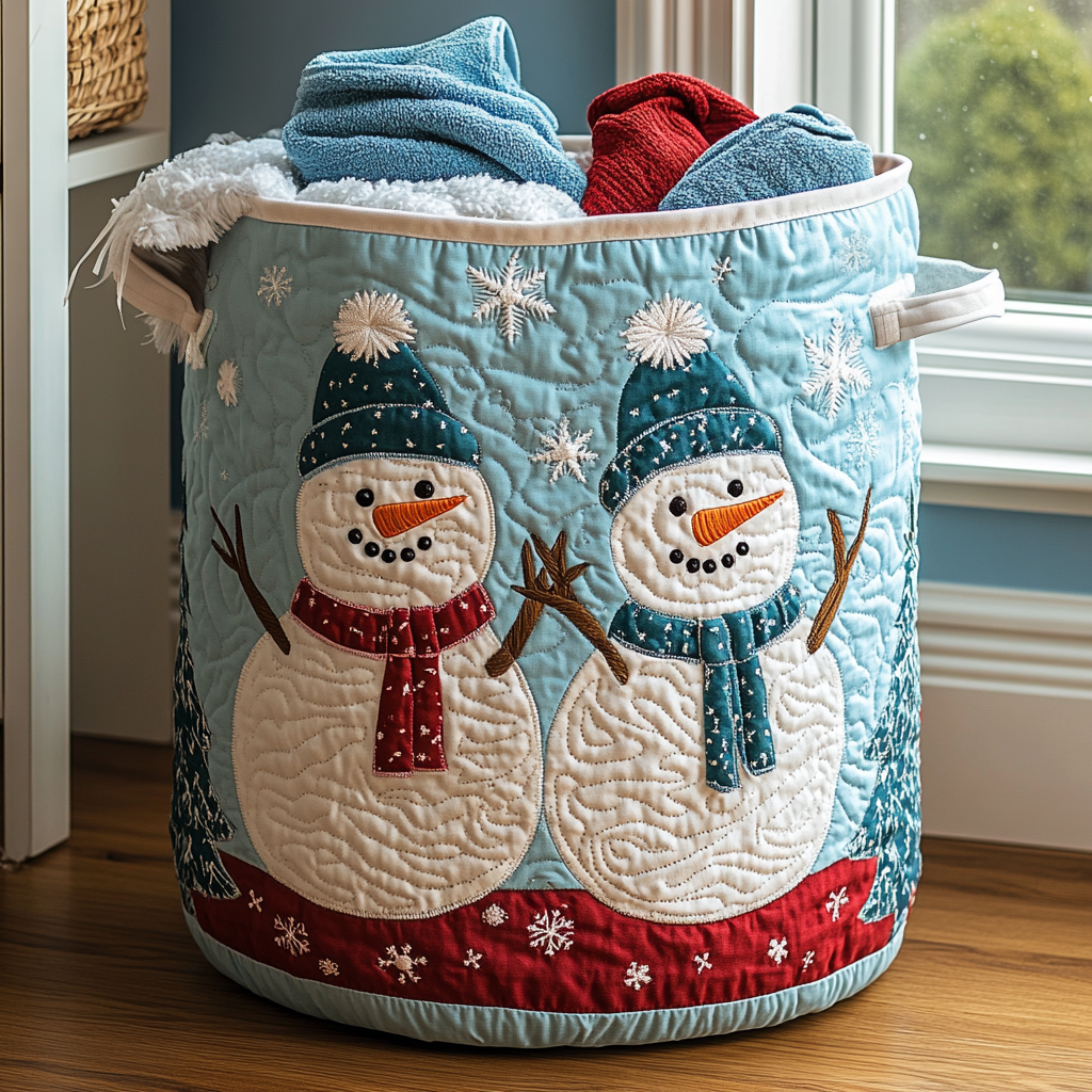 Quiltad tvättkorg med snögubbe NCU0DDK1070