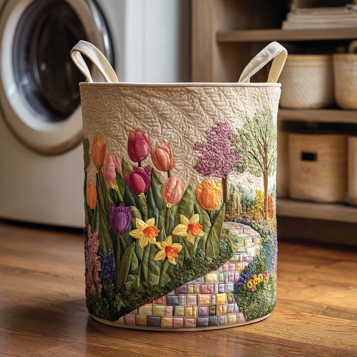 Quiltad tvättkorg med blommönster NCU0NTD092