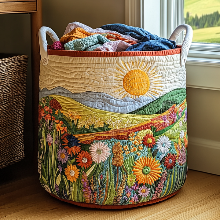 Quiltad tvättkorg med blommönster NCU0PVL364