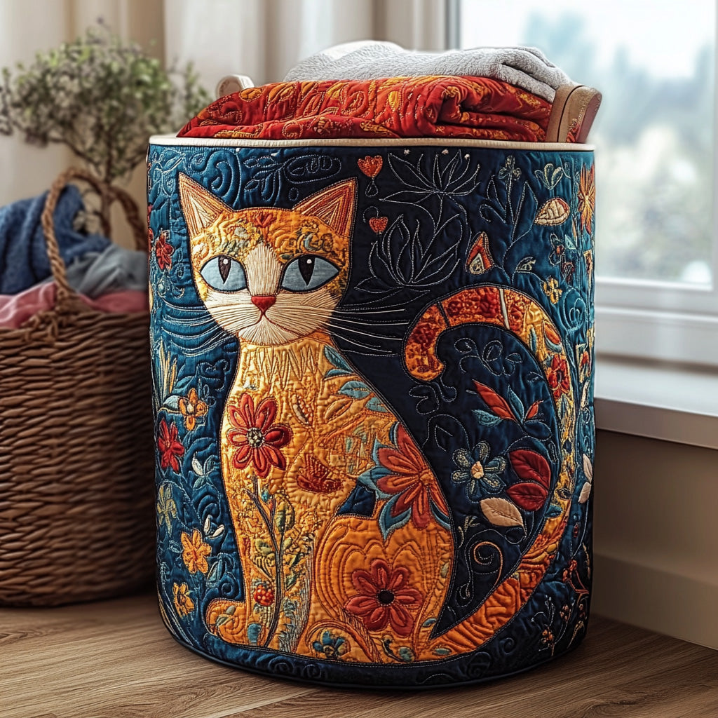 Kattformad quiltad tvättkorg NCU0QN041