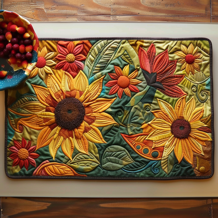 Quiltad Bordstablett Solros Sunburst NCU0TL075