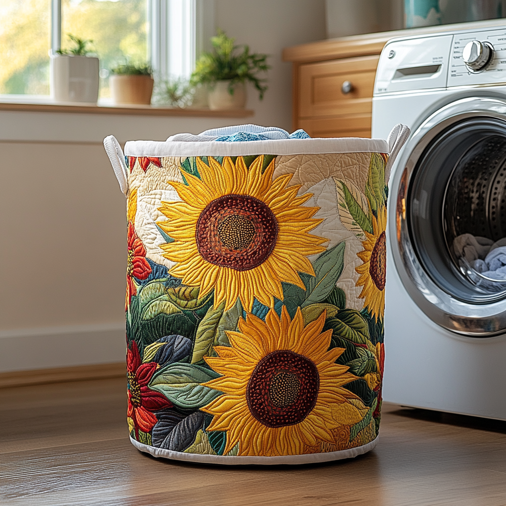 Quiltad tvättkorg med solrosor NCU0DDK555