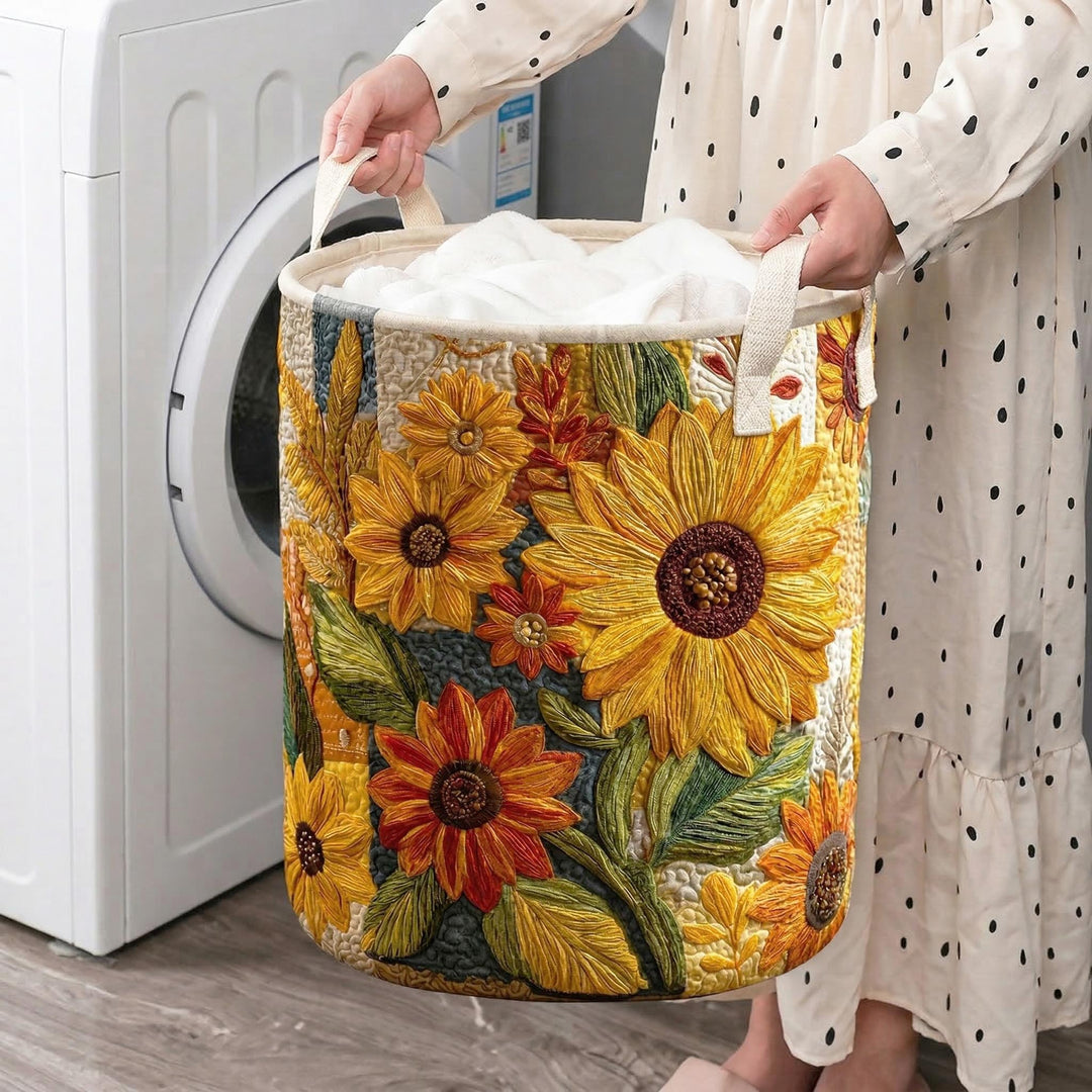 Quiltad tvättkorg med solrosor NCU0NTD015