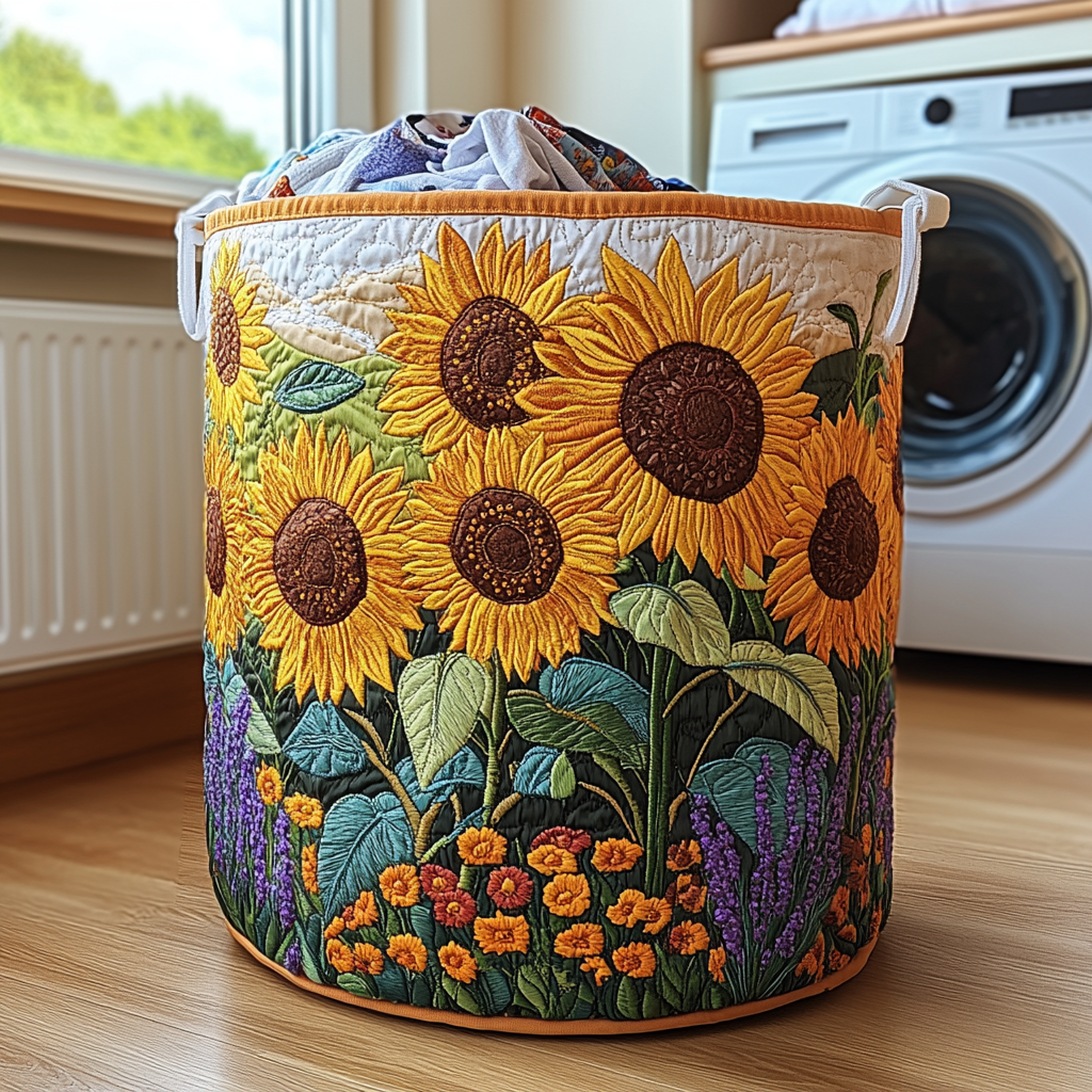 Quiltad tvättkorg med solrosor NCU0DDK637