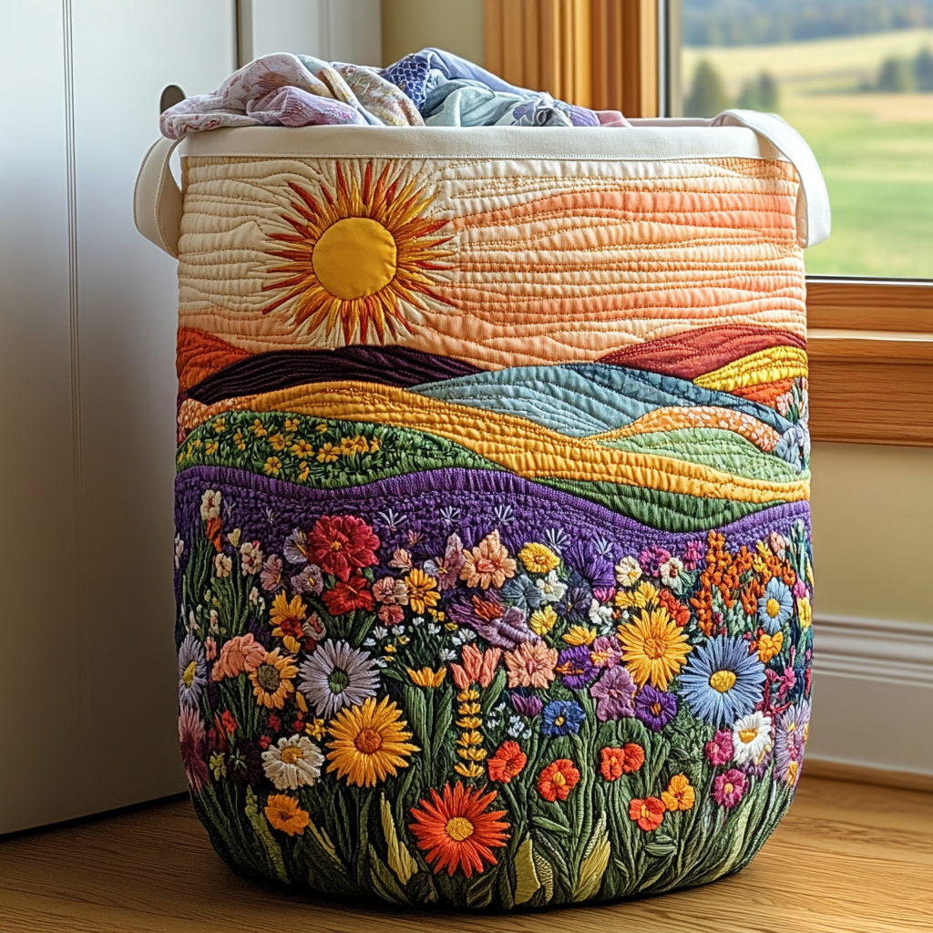 Quiltad tvättkorg med blommönster NCU0DDK1040