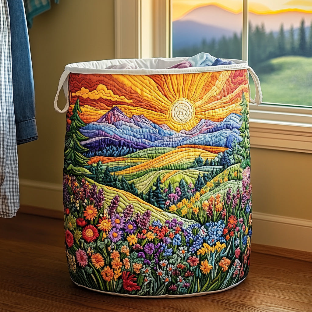 Quiltad tvättkorg med blommönster NCU0PVL605