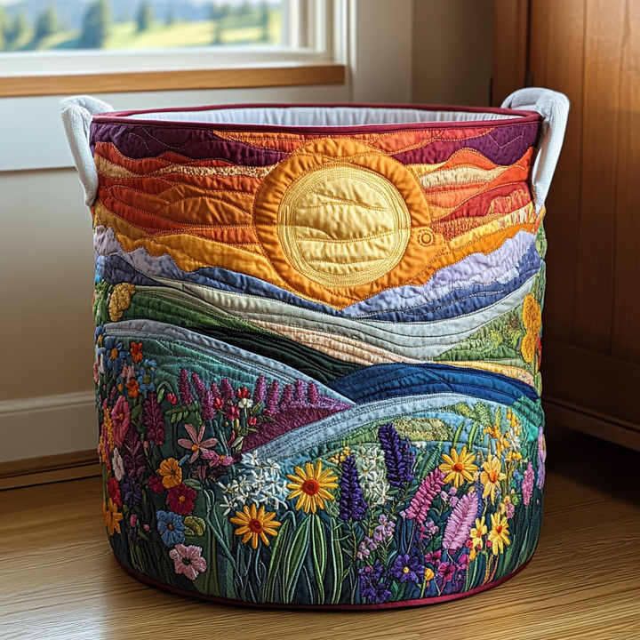 Quiltad tvättkorg med blommönster NCU0QN025