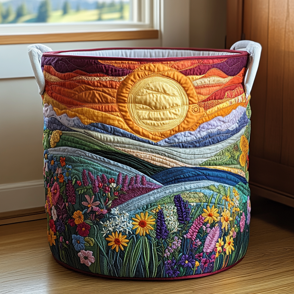 Quiltad tvättkorg med blommönster NCU0PVL365