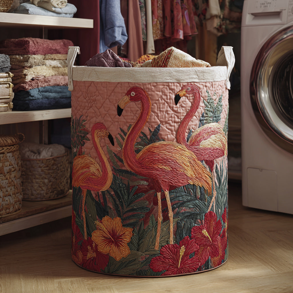 Quiltad tvättkorg med flamingos NCU0HNH096