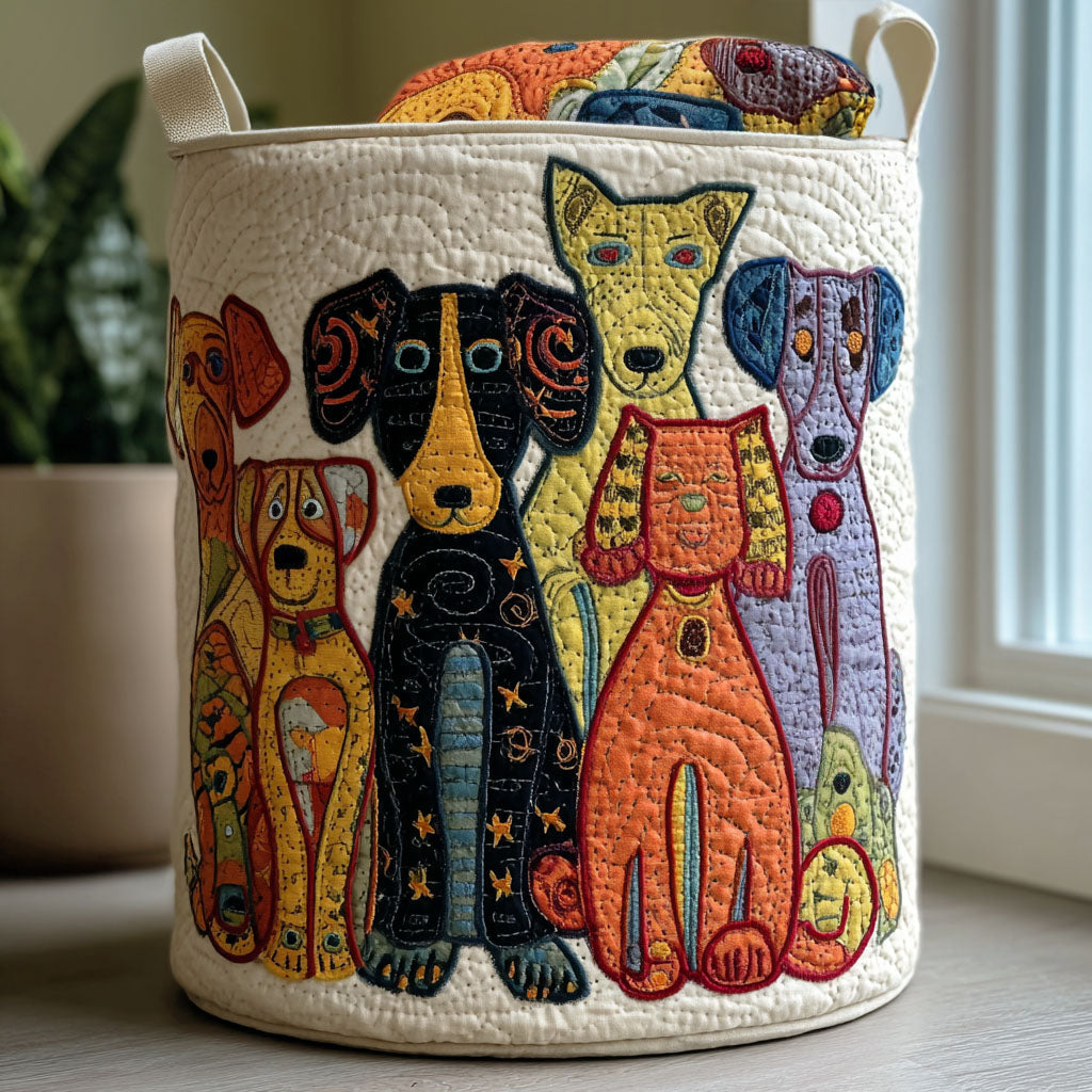 Quiltad tvättkorg med hundmotiv NCU0QN036