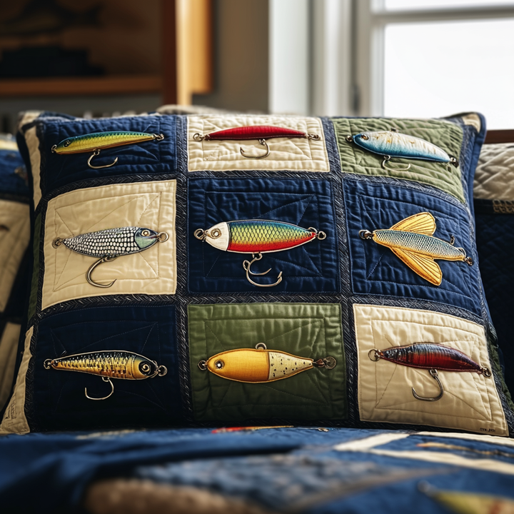 Quiltad kuddfodral med fiskarstuga NCU0PT9594