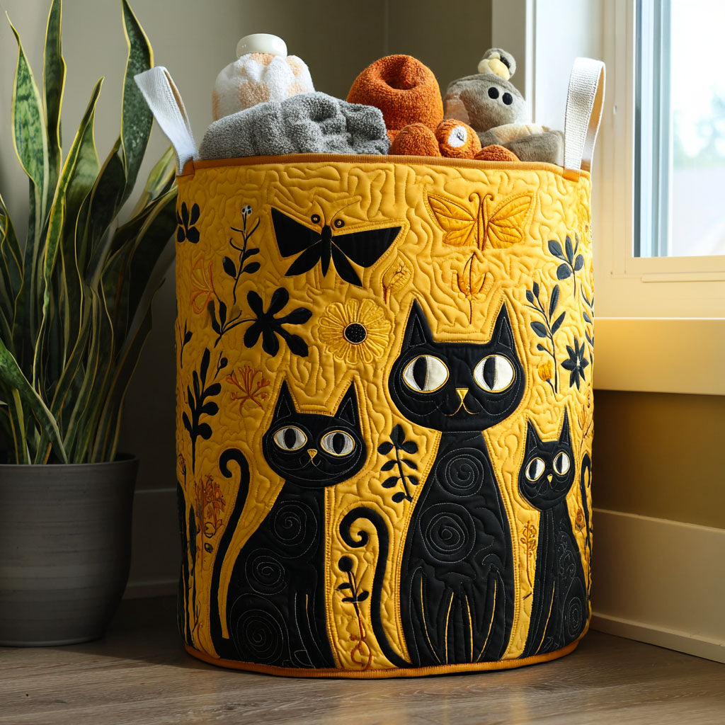 Kattformad quiltad tvättkorg NCU0QN019