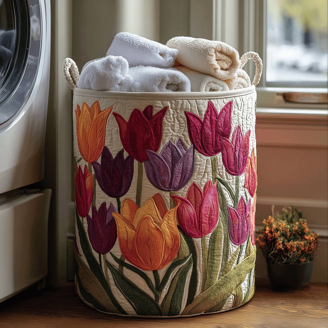 Quiltad tvättkorg med tulpaner NCU0TH2905