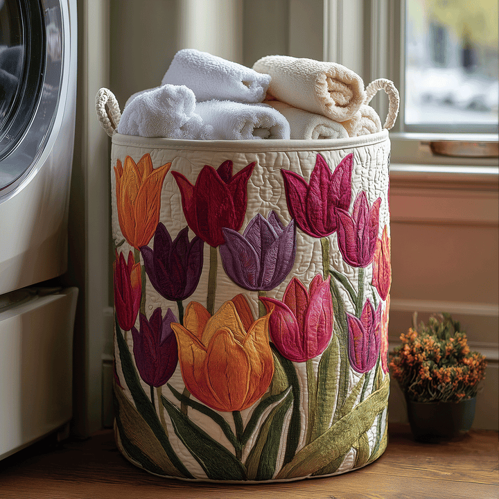 Quiltad tvättkorg med tulpaner NCU0TH2905