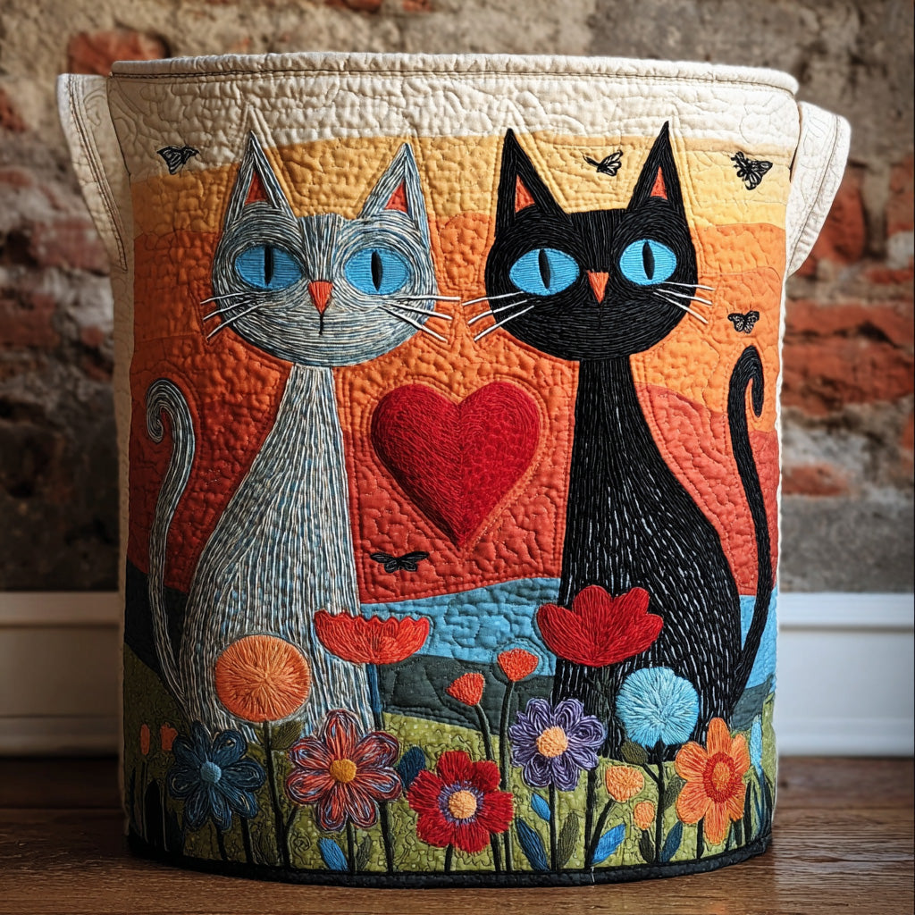 Kattformad quiltad tvättkorg NCU0QN041