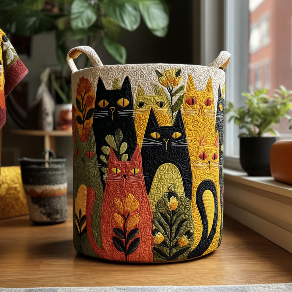 Quiltad tvättkorg med katter NCU0PTT2133