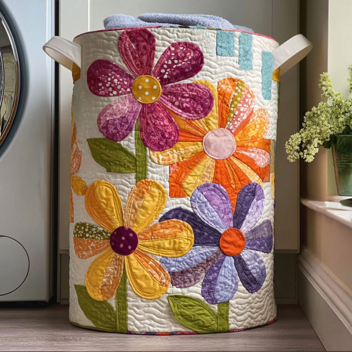 Quiltad tvättkorg med blommönster NCU0QN006