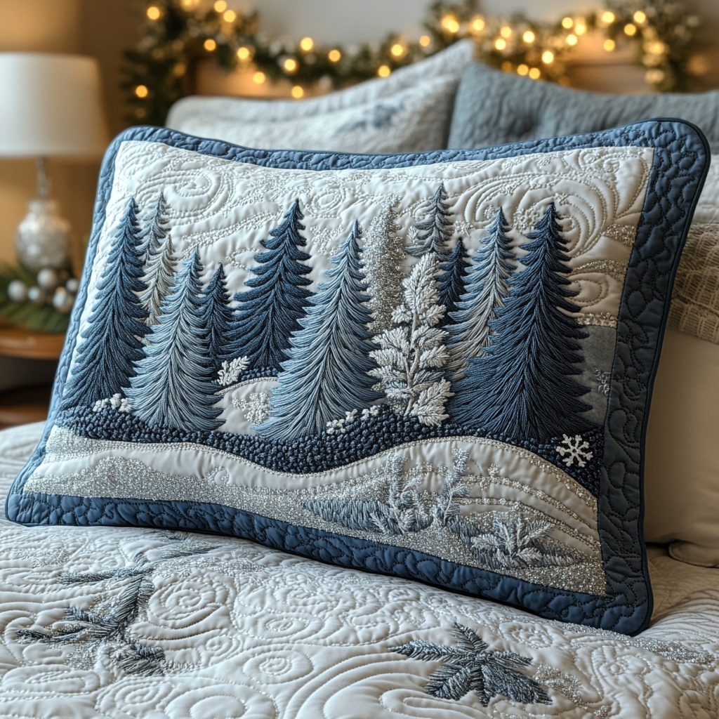 Quiltad kuddfodral med vinterskog NCU0DV8141