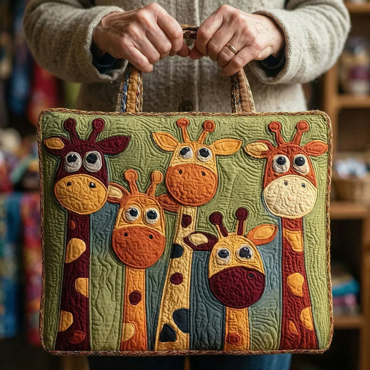 Handsydd quiltad väska med giraff