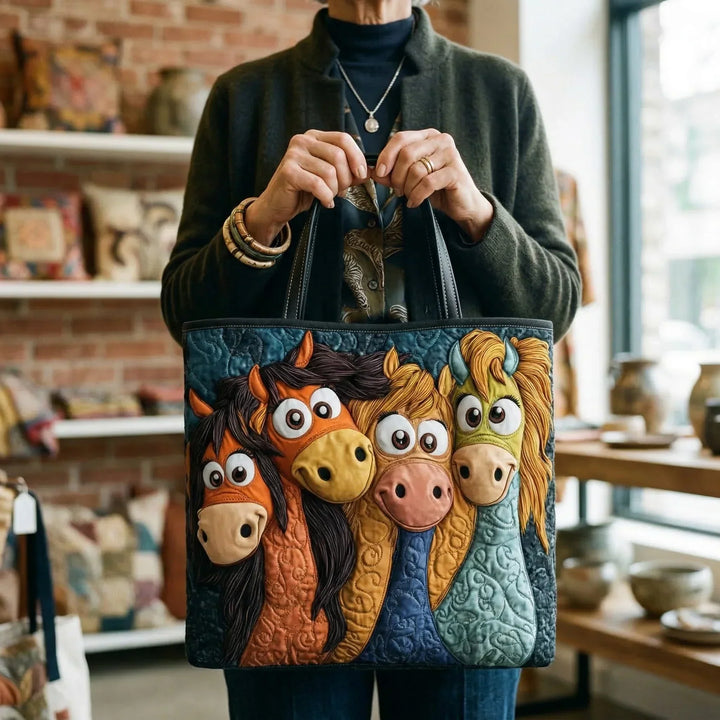 Handsydd quiltad väska med magiska ponnyer