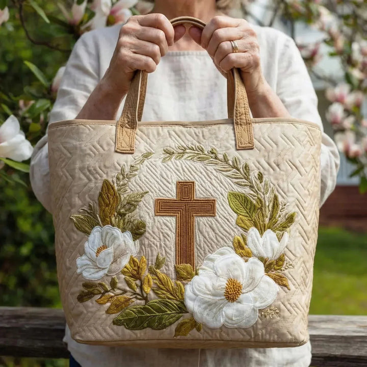 Handgjord quiltad väska med helig kors