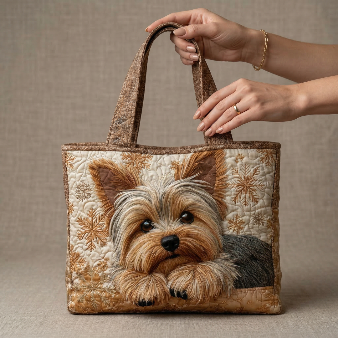 Vadderad hantverksväska med Yorkshireterrier
